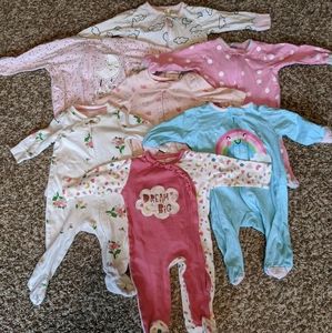 0-3 Month Girl Sleeper Lot of 7